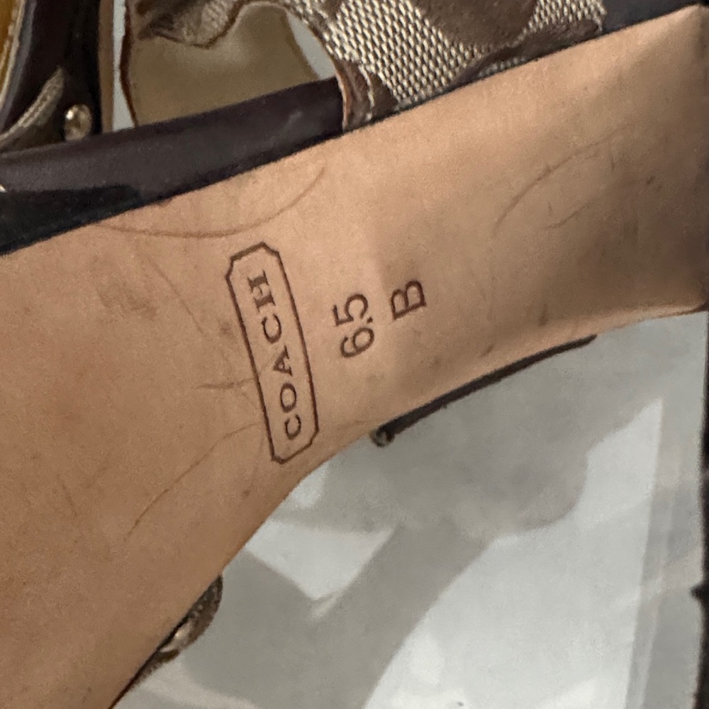 Coach Brown Platform Sandals with Gold Accents - Picture 9 of 11
